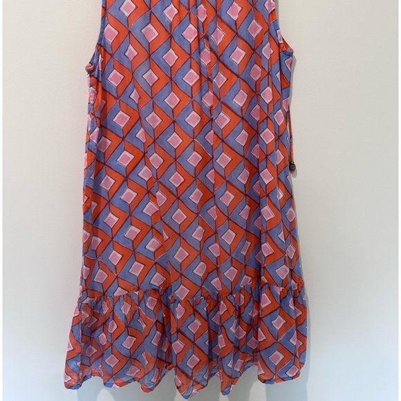 Oliphant Orange Pink Blue Diamond Sleeveless Ruffle Hem
Dress Size M - Picture 8 of 10